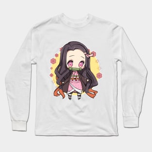 Chibi Kawaii Nezuko Kamado Long Sleeve T-Shirt